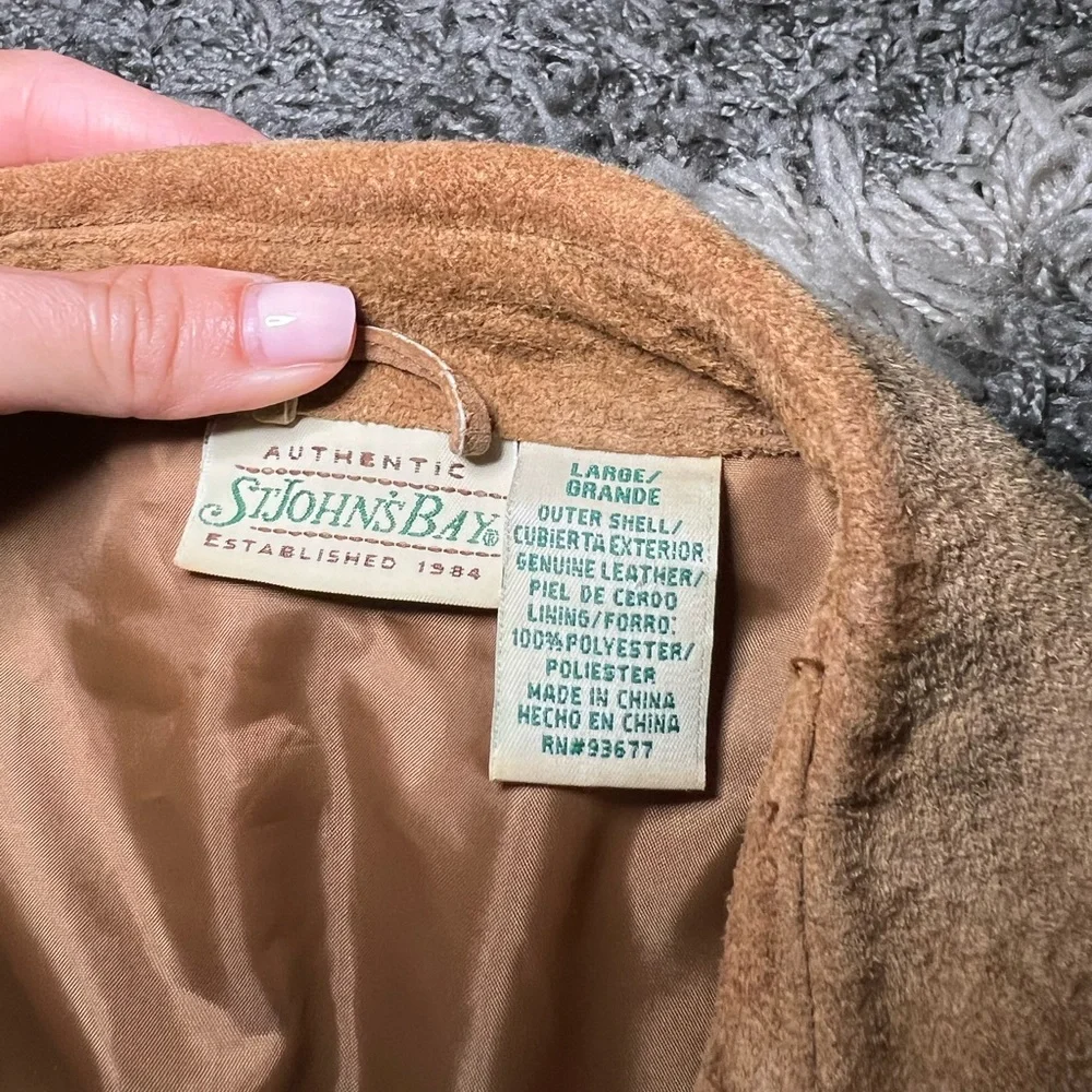 St. John's Bay Tan Genuine Leather Button Down Shirt - Picture 3 of 7
